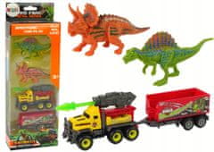 Lean-toys Dinosauři Sada Auto Raketa S Návěsem Žlutá