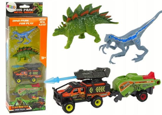 Lean-toys Dinosauři Sada Auto Raketa Oranžový Návěs