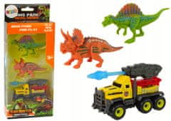 Lean-toys Dinosauři Figurky Sada Auto S Raketou Žlutá