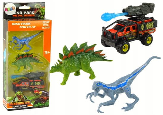 Lean-toys Dinosauři Figurky Sada Auto Raketa Modrá