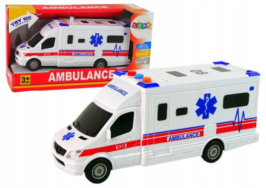 Lean-toys Auto Ambulance Světla Zvuk Bílá Pohon