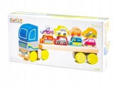 Lean-toys Dřevěný Tahač Tir Laweta S Autíčky Sorter Lm-12 13418