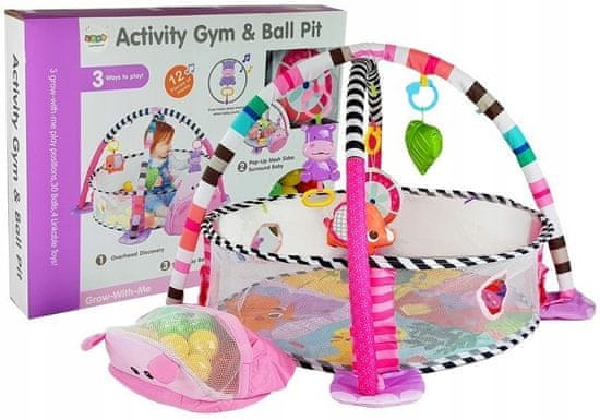 Lean-toys Vzdělávací Podložka Bazén S Hipopotam Míčky Pro Něj