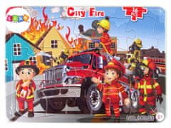 Lean-toys Vzdělávací Puzzle Hasičský Záchranný Sbor Skládačka 16 Dílků