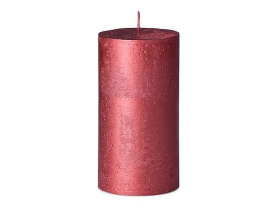 Bolsius Rustic Shimmer Válec 68x130mm Red, červená svíčka