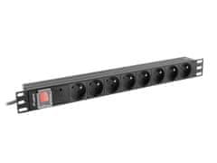 Lanberg POWER DISTRIBUTION UNIT (PDU) 19" 1U 16A 2M 8X FRENCH OUTLETS BLACK