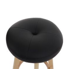 MCW Sada 2 barových židlí Navan, barová stolička, dřevěná imitace kůže otočná ~ černá, světlé nohy