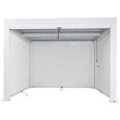 MCW Pergola L46 s boční stěnou, zahradní pavilon s lamelovou roletou, 11cm hliníkový rám, odolný proti bouřce 3x3m ~ bílá