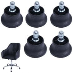 MCW Sada 5 podlahových kluzáků K72 místo koleček - pevný podstavec pro kancelářskou židli/jídelní židli, nášlapné kluzáky, Ø 11 mm, černá barva