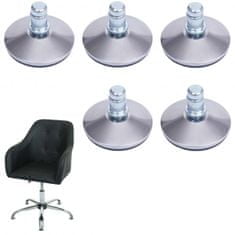 MCW Sada 5 podlahových kluzáků K73 místo koleček - pevný podstavec pro kancelářskou židli/jídelní židli, nášlapné kluzáky, Ø 11 mm ~ stříbrná