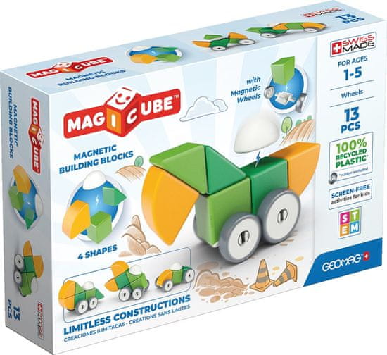 Geomag Magnetické kostky Magicube Shapes - Vozítka 13 kostek