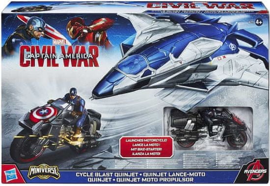 Avengers CAPTAIN AMERICA CIVIL WAR MOTORKA A VYSTŘELOVACÍ QUINJET..