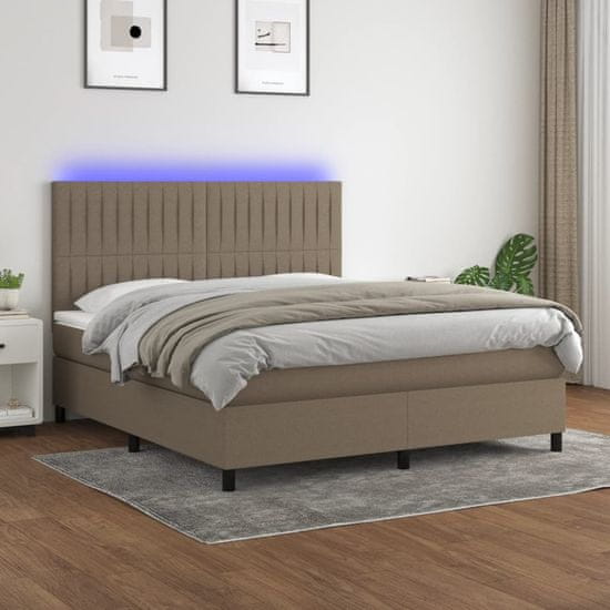 shumee Box spring postel s matrací a LED taupe 160x200 cm textil