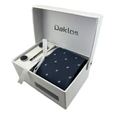 Daklos Luxusní set modrý styl - Kravata, kapesníček, manžetové knoflíčky, kravatová spona v dárkové krabičce