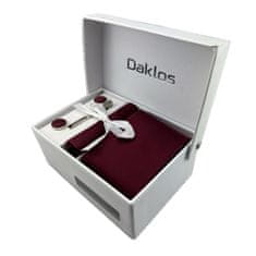 Daklos Luxusní set elegantně tmavě červená - Kravata, kapesníček do saka, manžetové knoflíčky, kravatová spona v dárkovém balení