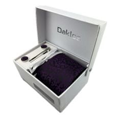 Daklos Luxusní set fialová elegance se vzorem - Kravata, kapesníček, manžetové knoflíčky, kravatová spona v dárkové krabičce