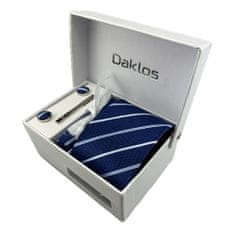 Daklos Luxusní set modré listy - Kravata, kapesníček do saka, manžetové knoflíčky, kravatová spona v dárkovém balení