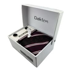 Daklos Luxusní set bordová elegance - Kravata, kapesníček, manžetové knoflíčky, kravatová spona v dárkové krabičce