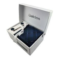 Daklos Luxusní set tmavě modrý moderní vzor - Kravata, kapesníček do saka, manžetové knoflíčky, kravatová spona v dárkovém balení