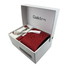 Daklos Luxusní set červená elegance se vzorem - Kravata, kapesníček, manžetové knoflíčky, kravatová spona v dárkové krabičce