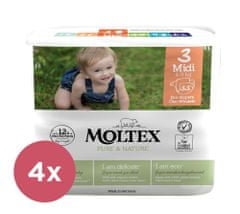 MOLTEX 4x Pure&Nature Pleny jednorázové 3 Midi (4-9 kg) 33 ks - ECONOMY PACK