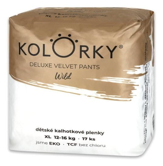 KOLORKY DELUXE VELVET PANTS Wild Kalhotky plenkové jednorázové eko XL (12-16 kg) 17 ks