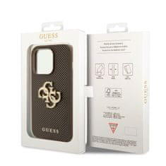 Guess hard obal na iPhone 15 PRO 6.1" Taupe 4G Glitter Metal Logo