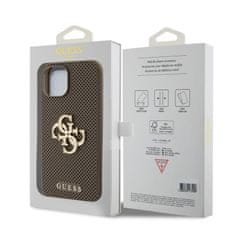 Guess hard obal na iPhone 15 6.1" Taupe 4G Glitter Metal Logo