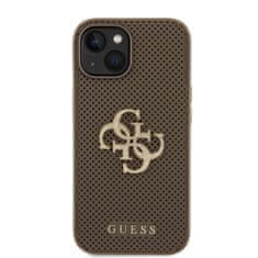 Guess hard obal na iPhone 15 6.1" Taupe 4G Glitter Metal Logo