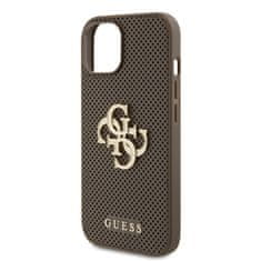 Guess hard obal na iPhone 15 6.1" Taupe 4G Glitter Metal Logo