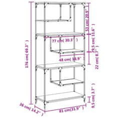 Greatstore Knihovna dub sonoma 81 x 36 x 176 cm kompozitní dřevo