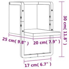 Vidaxl Nástěnná police s tyčí kouřový dub 20 x 25 x 30 cm