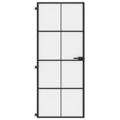 Greatstore Interiérové dveře úzké černé 83x201,5 cm tvrzené sklo a hliník