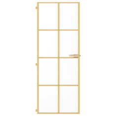 Greatstore Interiérové dveře úzké zlaté 76x201,5 cm tvrzené sklo a hliník