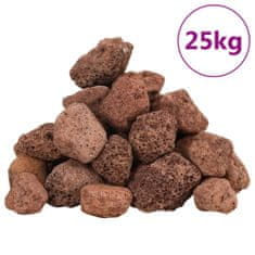 Vidaxl Sopečné kameny 25 kg červené 3–5 cm