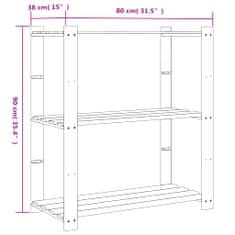 Vidaxl 3patrový úložný regál černý 80x38x90 cm masivní borové dřevo