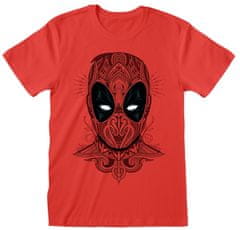CurePink Pánské tričko Marvel|Deadpool: Tattoo Style (XL) červená bavlna