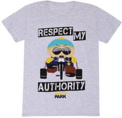 CurePink Pánské tričko South Park: Respektujte mou autoritu (S) šedá bavlna