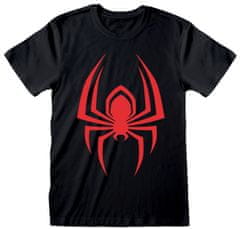 CurePink Pánské tričko Marvel|Spiderman: Miles Morales Zavěšený pavouk (S) černá bavlna
