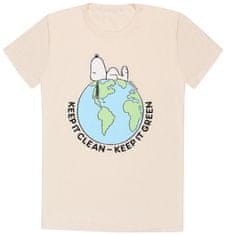 CurePink Pánské tričko Snoopy: Udržujte to zelené (M) béžová bavlna