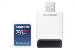 Samsung paměťová karta 256GB PRO Plus SDXC CL10, U3, V30 (č/z: až 160/120MB/s) + adaptér