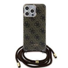 Guess  IML 4G Printed Crossbody Zadní Kryt pro iPhone 15 Pro Brown