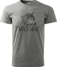 Hobbytriko Pánské tričko s vlkem - Wild soul Barva: Středně zelená (16), Velikost: 3XL, Střih: pánský