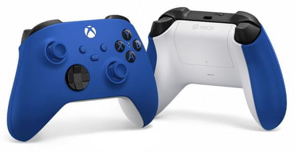 bezdrôtový herný ovládač Microsoft Xbox Series Bezdrôtový ovládač Shock Blue (QAU-00009) vibrácie hybridný smerový ovládač D-pad inovácia modrá farba prevedenie textúrované rukoväte mapovanie tlačidla