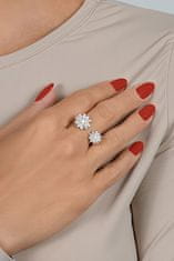 Brilio Silver Blyštivý otevřený bicolor prsten Květina RI124W (Obvod 60 mm)