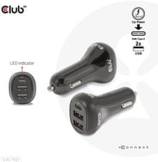 Club 3D autonabíječka pro notebooky 36W, 2xUSB-A, USB-C