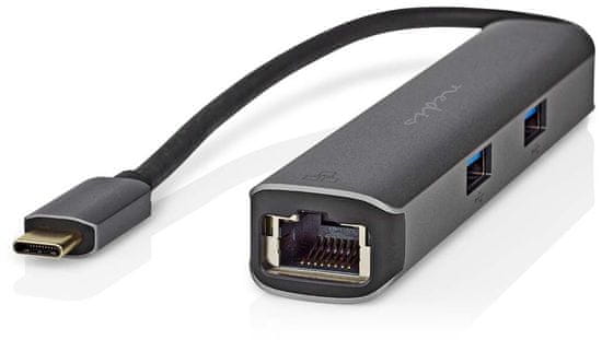 Nedis Multiportový adaptér USB-C, 3x USB-A, HDMI, RJ45