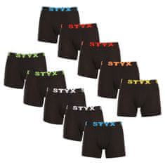 Styx 10PACK pánské boxerky long sportovní guma černé (10U9601) - velikost M