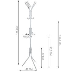 Northix Věšák - 12 háčků - 170 cm - bílá 