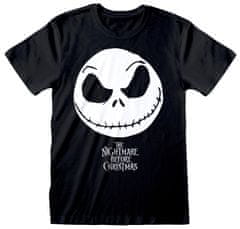 CurePink Pánské tričko Disney|Nightmare Before Christmas|Ukradené Vánoce: Tvář Jacka a logo (M) černá bavlna